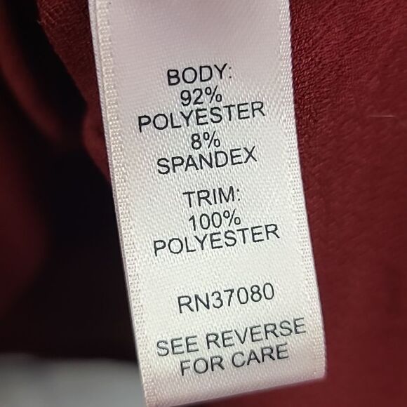 Cato 18/20 Burgundy Chiffon Blouse Off Shoulder Bow Tie Sleeve Women's Plus Top - Picture 6 of 10